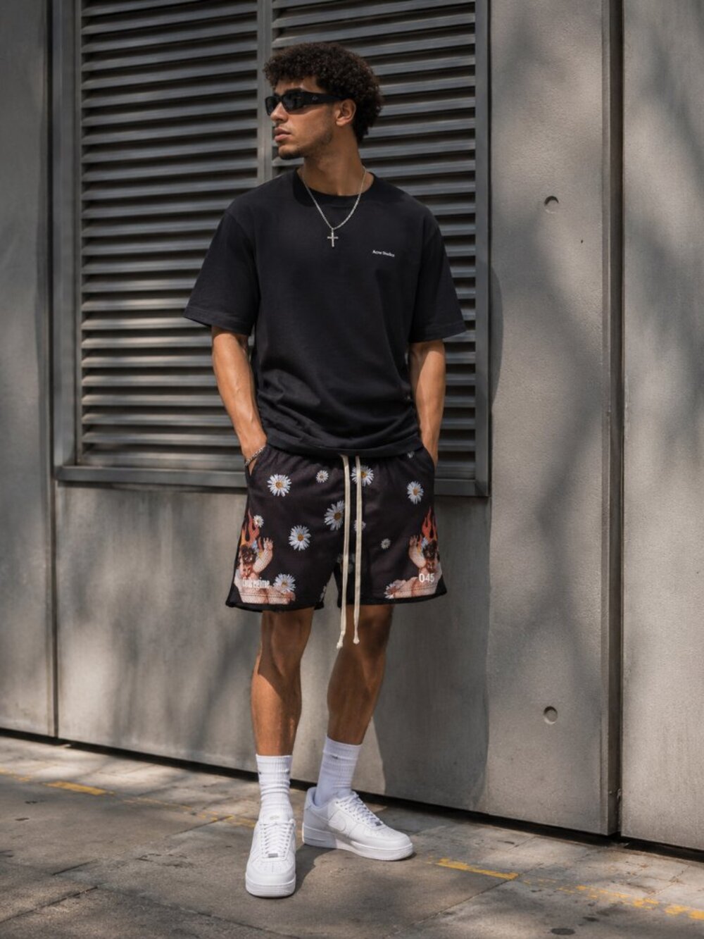 Civil Regime S.I.N. Highest Mesh Shorts Mens Large Black Daisy Streetwear